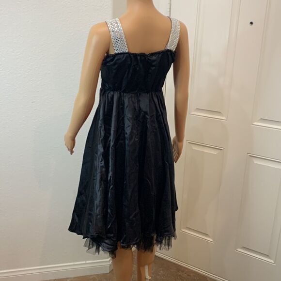 Pink Poodle Skirt V Neck Dress Size Small Silver Sequin Leash 💯% Polyester - Picture 7 of 8